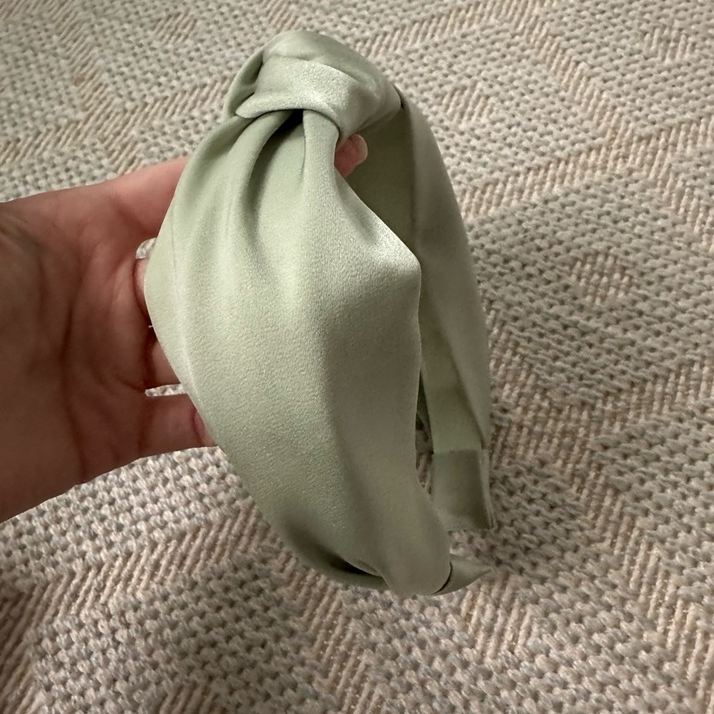Elegant Sage Green Satin Headband - Picture 3 of 3